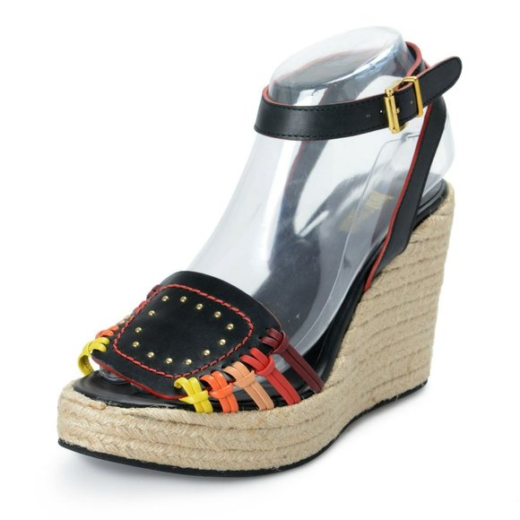 Just Cavalli Women's Leather Open Toe Ankle Strap Platforms Shoes US 9 IT 39